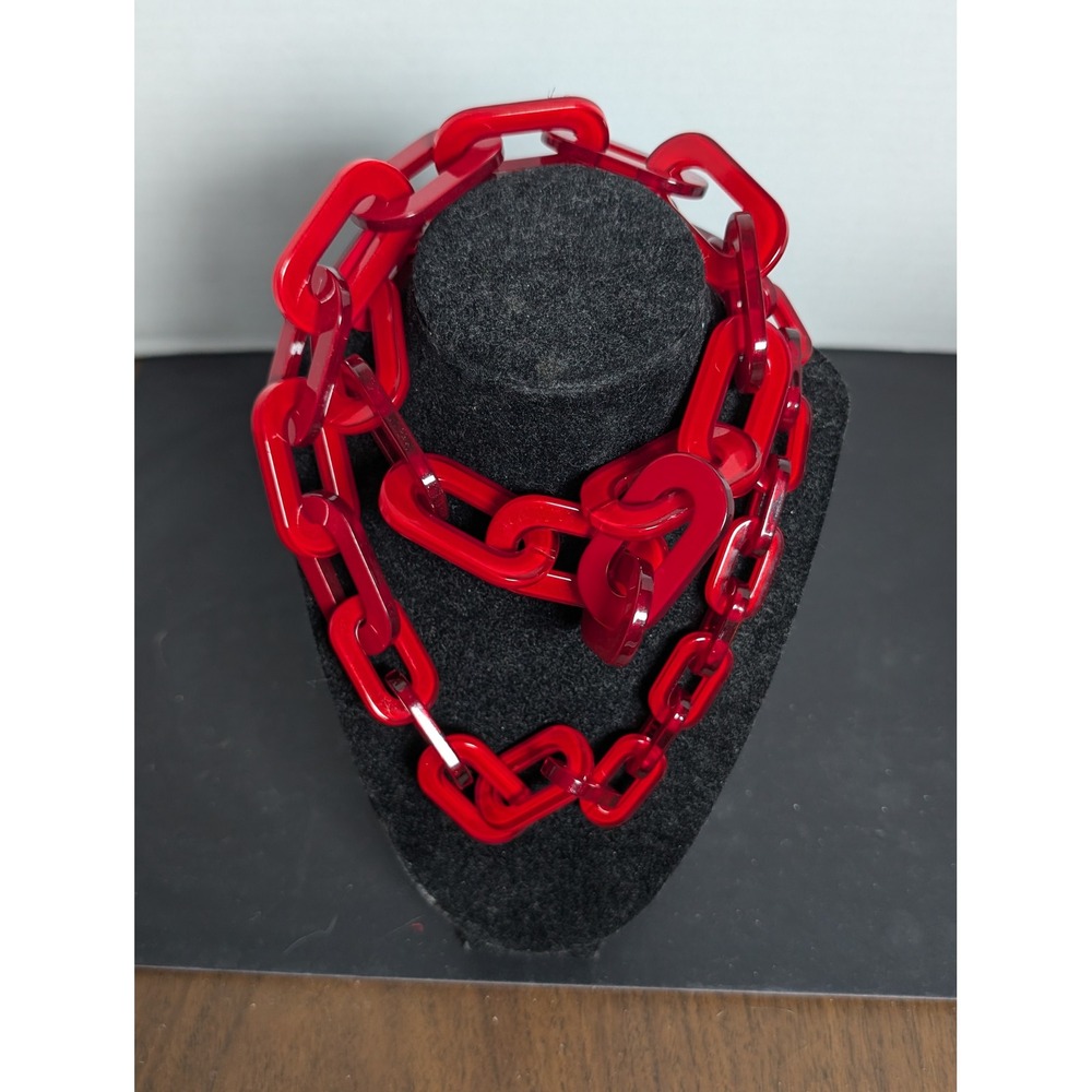 Iris Apfel Rare Red Avis Lucite Necklace